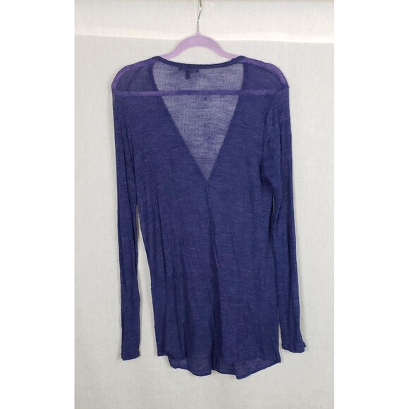 Eileen Fisher Cardigan PL Button Front Deep Purple Semi Sheer Lightweight Casual - Picture 2 of 7